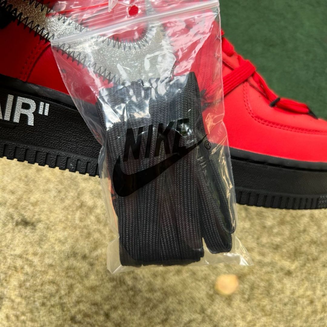 Off-White Nike Air Force 1 Low Red Black Metallic Silver