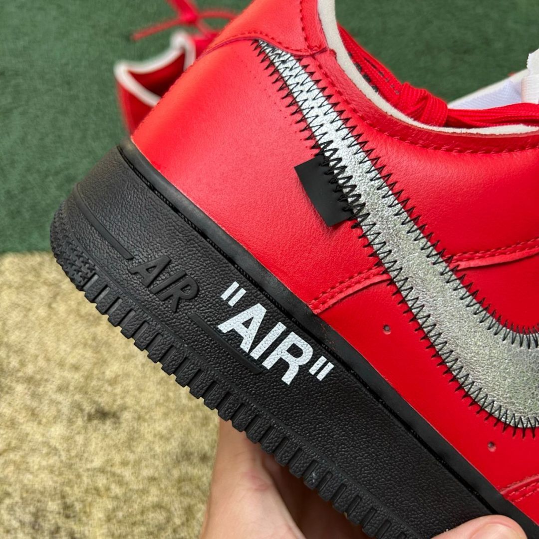 Off-White Nike Air Force 1 Low Red Black Metallic Silver