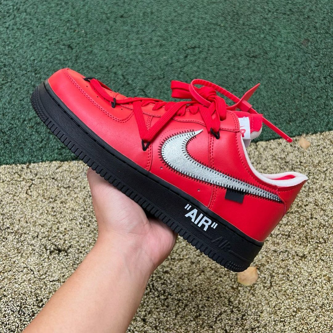 Off-White Nike Air Force 1 Low Red Black Metallic Silver