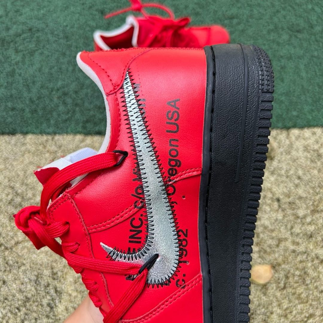 Off-White Nike Air Force 1 Low Red Black Metallic Silver