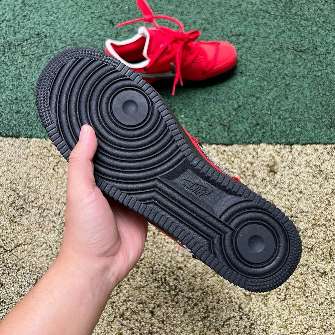 Off-White Nike Air Force 1 Low Red Black Metallic Silver
