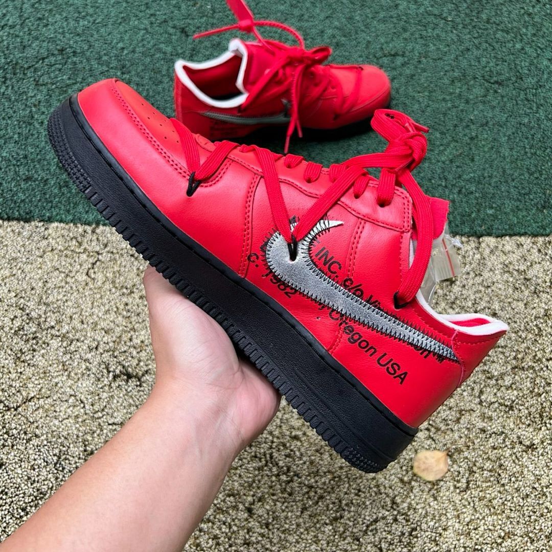Off-White Nike Air Force 1 Low Red Black Metallic Silver