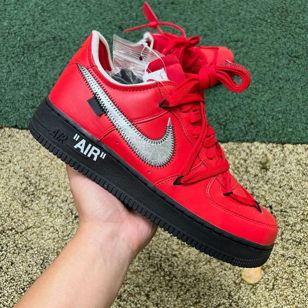 Off-White Nike Air Force 1 Low Red Black Metallic Silver