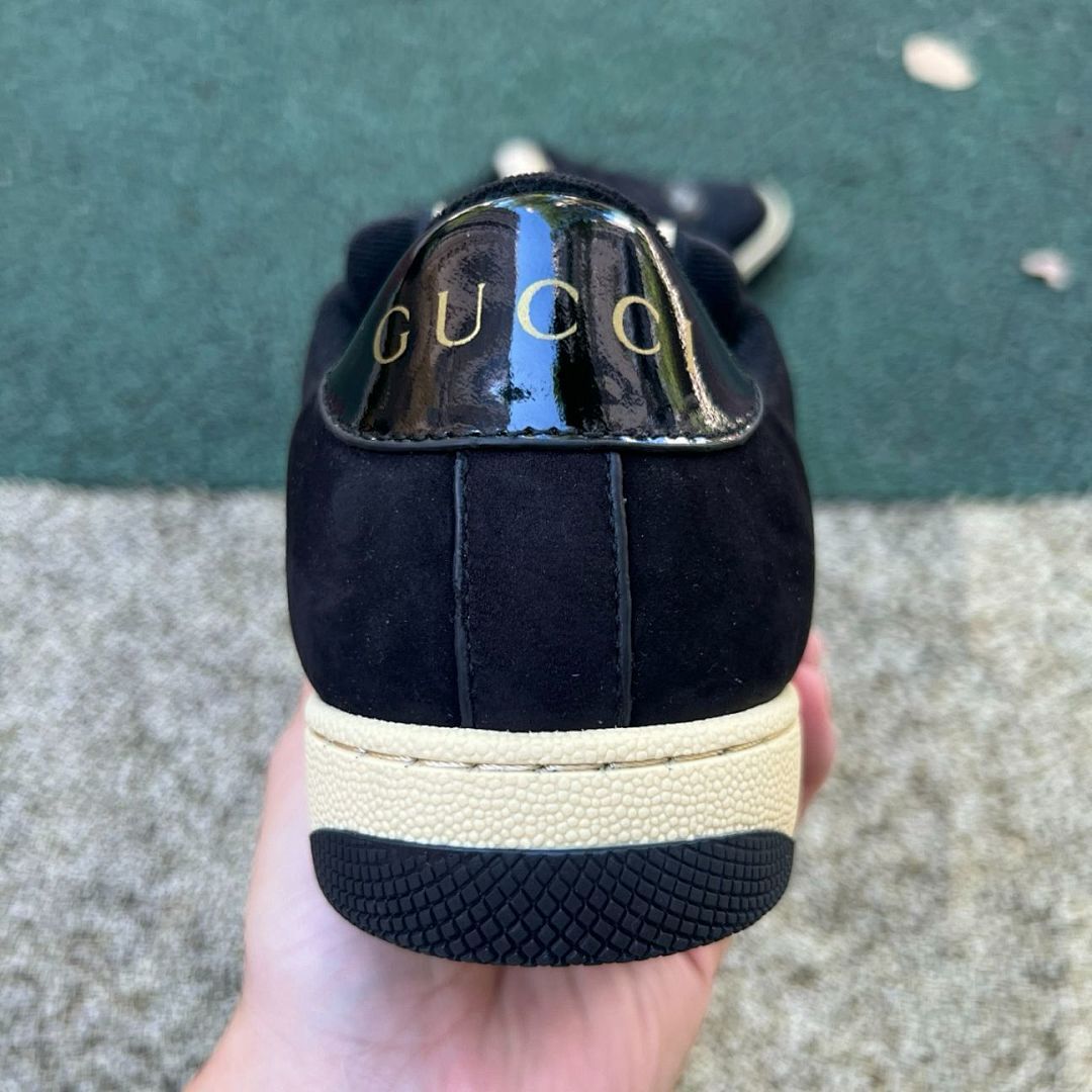 Gucci Black Canvas Tennis 1977 Low-Top Sneakers with Web Stripe