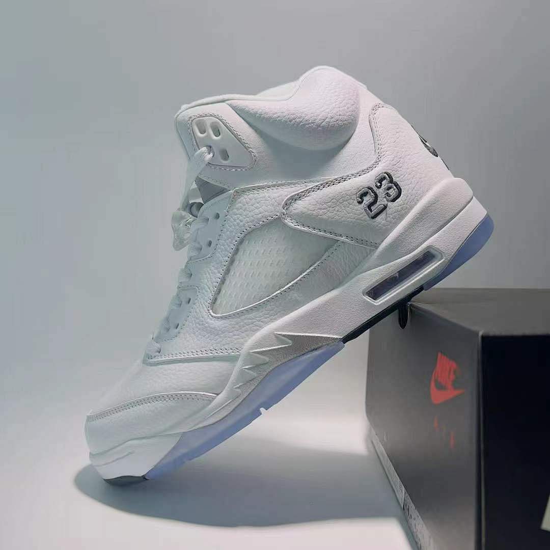 Nike Air Jordan 5 Retro Triple White 136027-100 Sneakers Men's Lifestyle Shoes