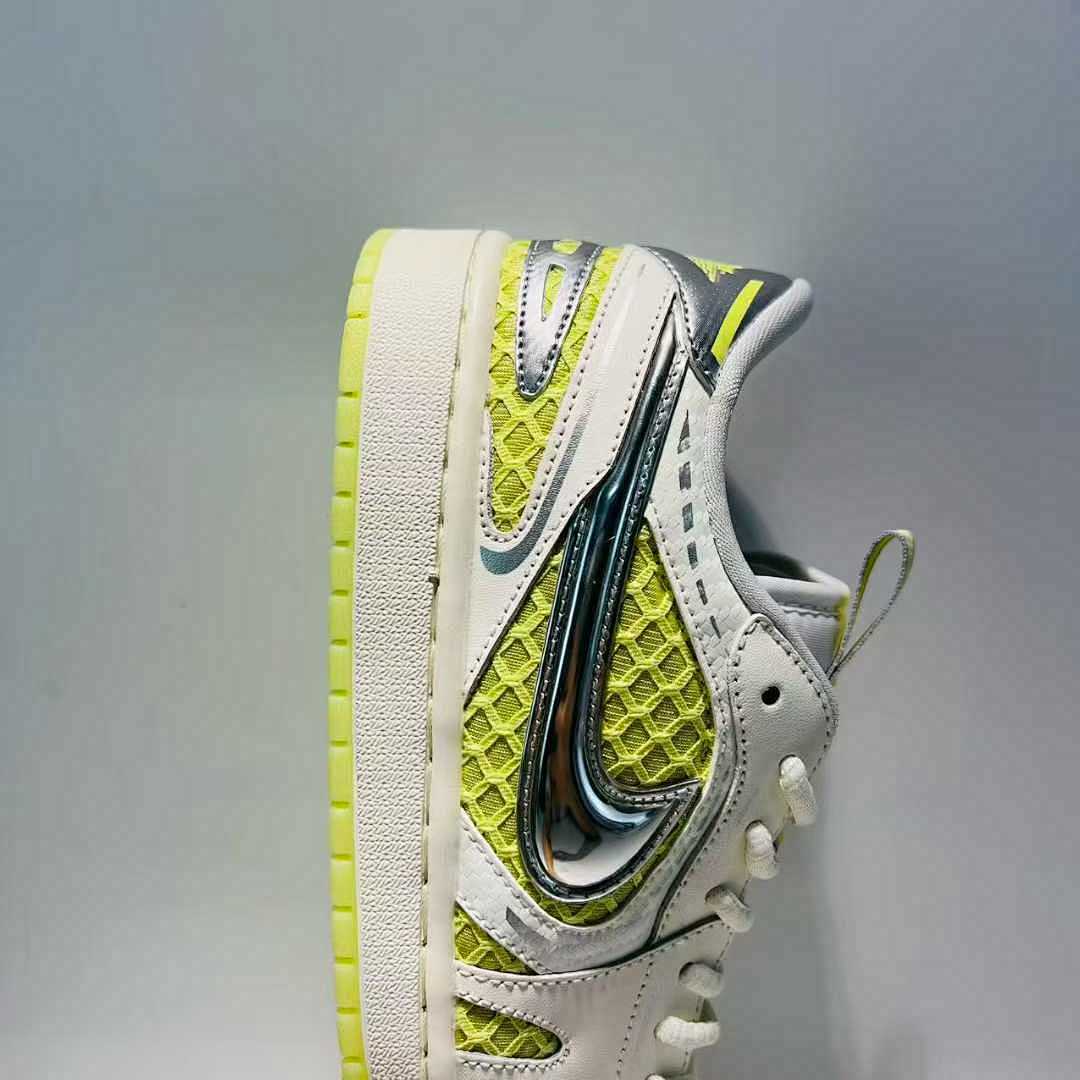 Nike Dunk Low Disrupt 2 Coconut Milk Metallic Silver Barely Volt Women's Shoes DV4029-100 Yellow Mesh Sneakers Lifestyle Fashion Trainers