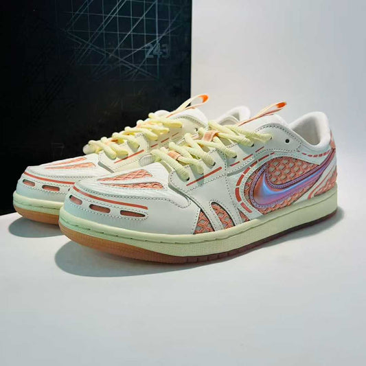 Nike Dunk Low Remastered White Vivid Orange Iridescent Scale Sneakers DX4357-100