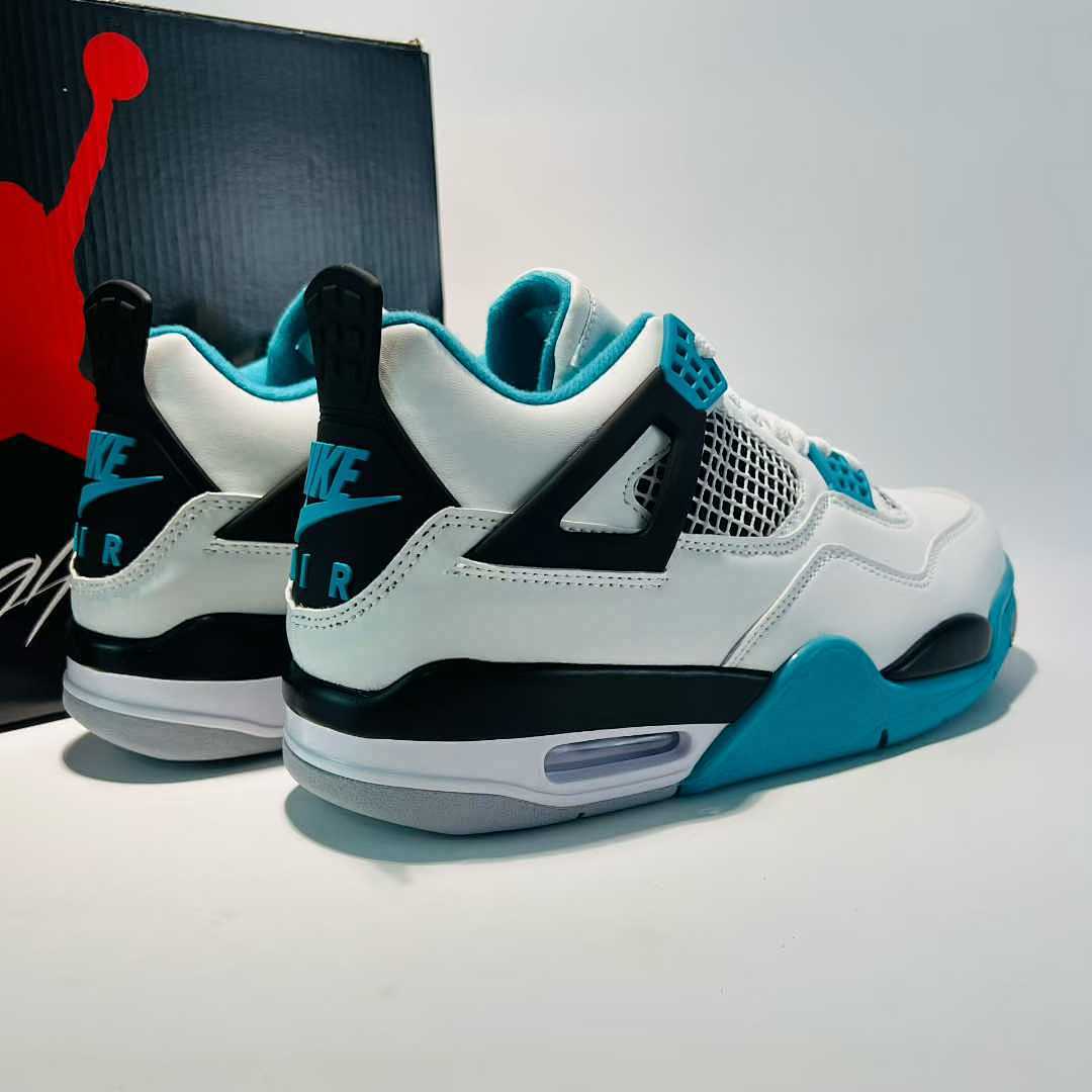 Nike Air Jordan 4 Retro 'Teal' Men's Sneakers 705330-330 White Black Teal Blue Athletic Basketball Shoes