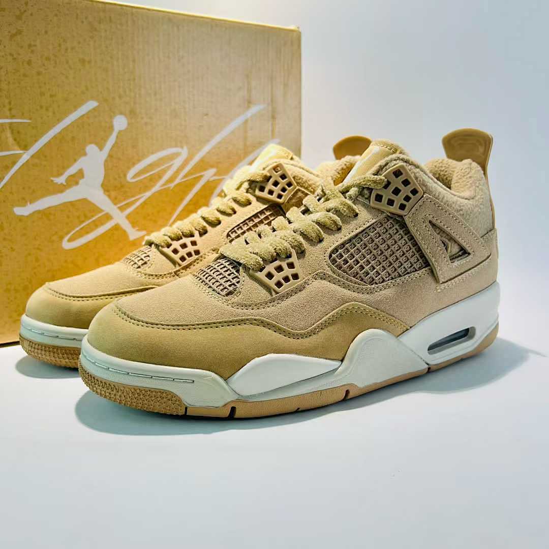 Nike Air Jordan 4 Retro 'Mushroom' Women's Suede Sneakers AQ9129-200 Tan Beige Lifestyle Shoes