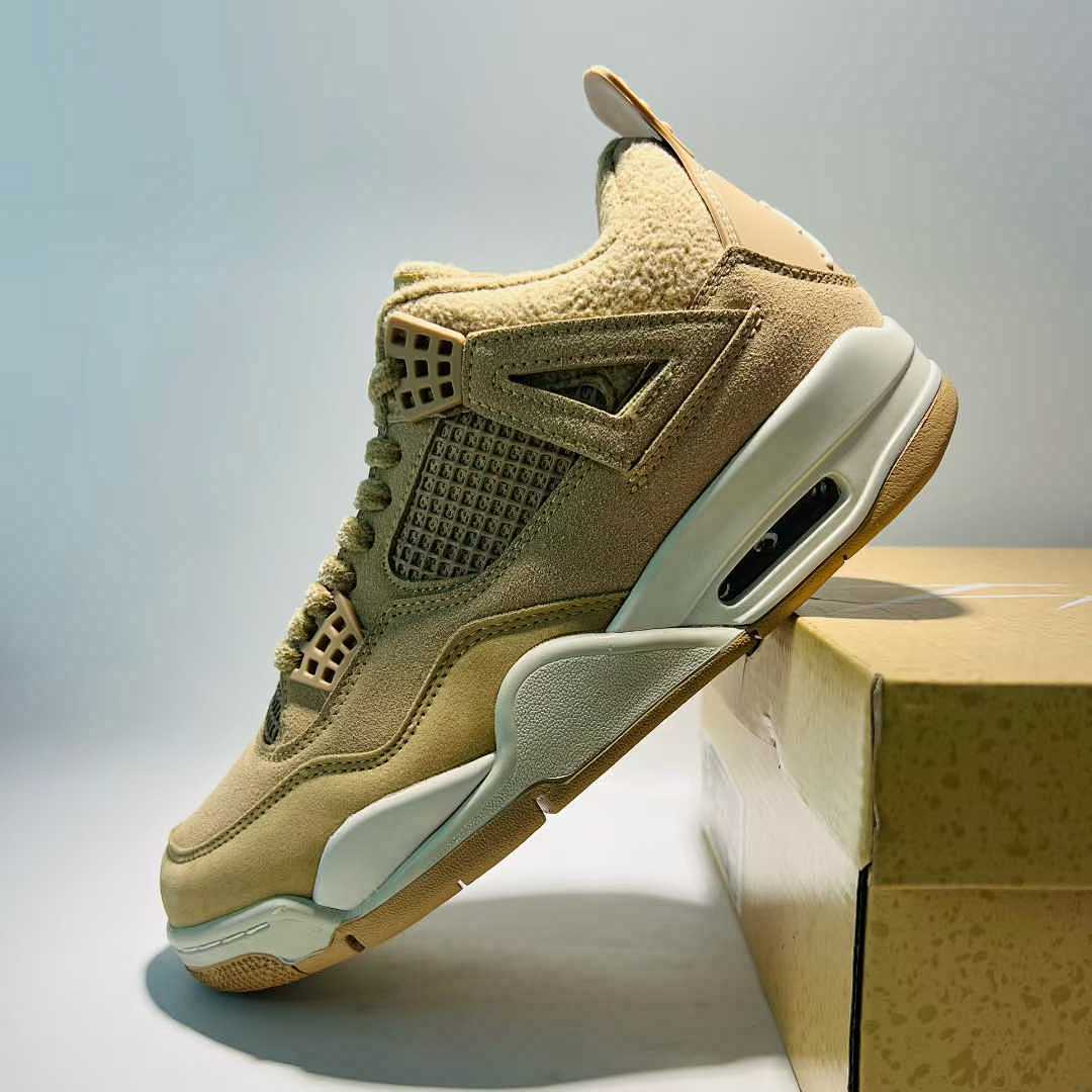 Nike Air Jordan 4 Retro 'Mushroom' Women's Suede Sneakers AQ9129-200 Tan Beige Lifestyle Shoes