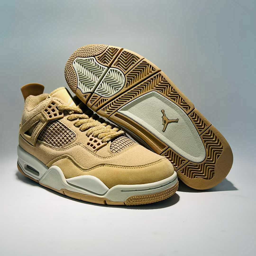 Nike Air Jordan 4 Retro 'Mushroom' Women's Suede Sneakers AQ9129-200 Tan Beige Lifestyle Shoes