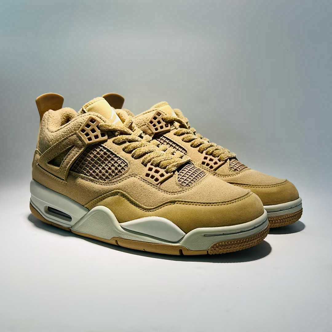 Nike Air Jordan 4 Retro 'Mushroom' Women's Suede Sneakers AQ9129-200 Tan Beige Lifestyle Shoes