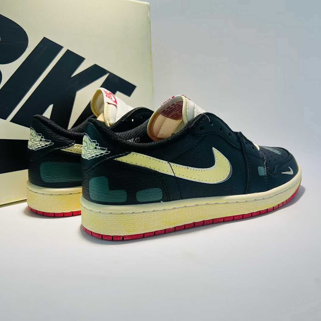 Nike Air Jordan 1 Low OG Travis Scott "Jumptown" Sample FQ4724-001 Black Green Red Sail Men's Sneakers Shoes