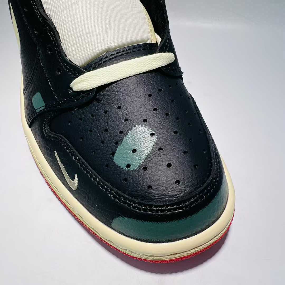 Nike Air Jordan 1 Low OG Travis Scott "Jumptown" Sample FQ4724-001 Black Green Red Sail Men's Sneakers Shoes