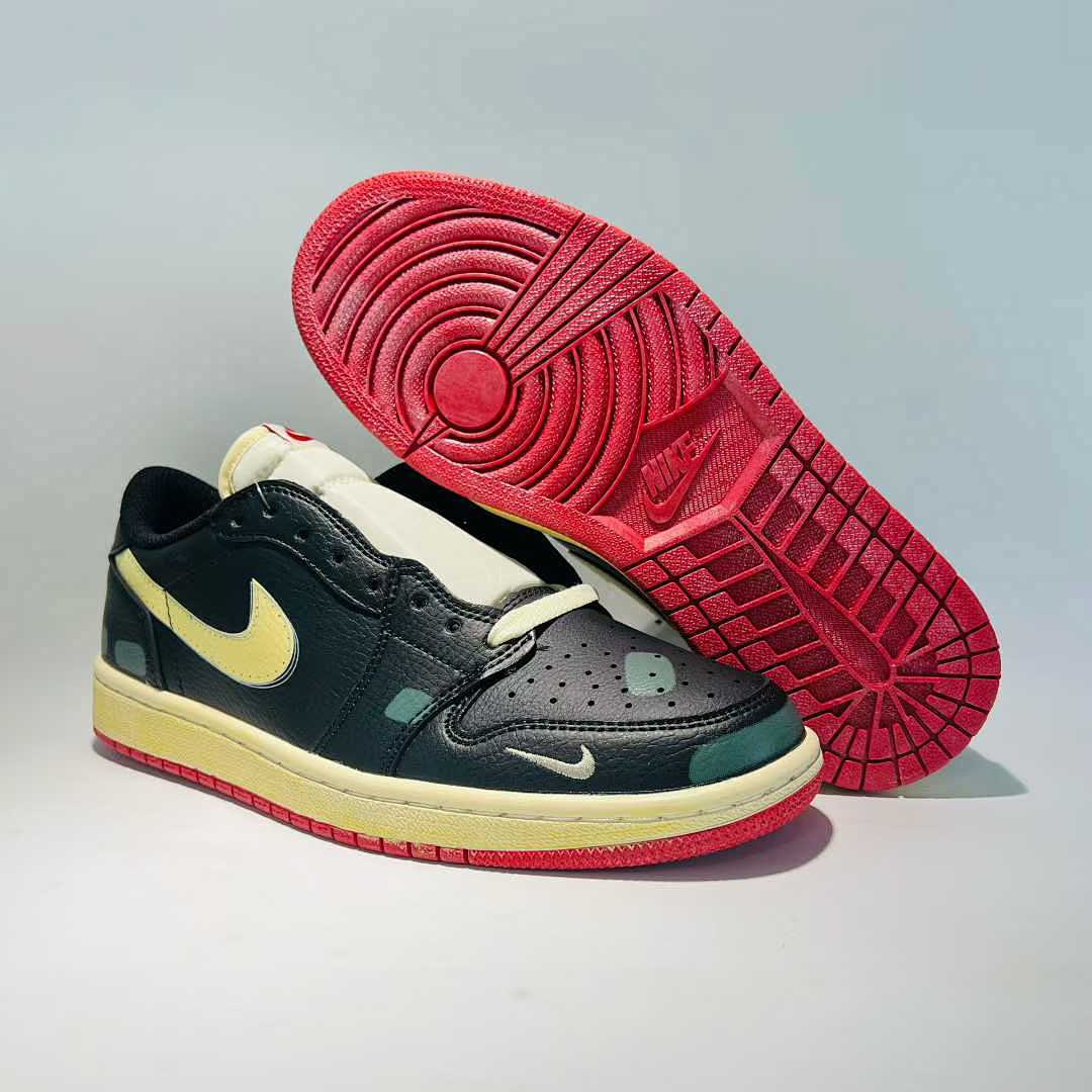 Nike Air Jordan 1 Low OG Travis Scott "Jumptown" Sample FQ4724-001 Black Green Red Sail Men's Sneakers Shoes