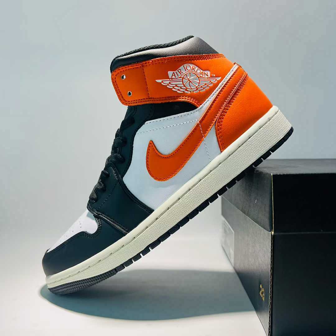 Air Jordan 1 Mid "Starfish" Black White Orange DQ8426-000 Men's Women's Lifestyle Casual Basketball Sneakers Shoes
