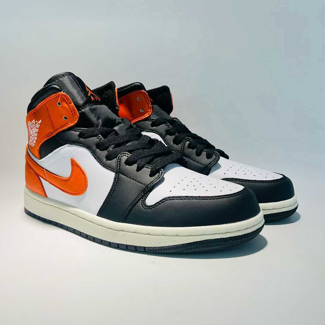 Air Jordan 1 Mid "Starfish" Black White Orange DQ8426-000 Men's Women's Lifestyle Casual Basketball Sneakers Shoes