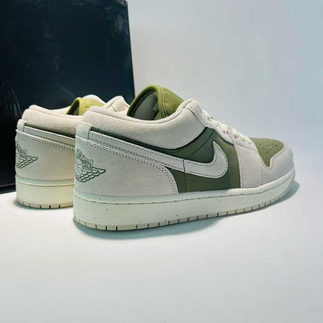 Nike Air Jordan 1 Low SE Light Olive Sail White Sneakers DN1635-001 Men's Women's Lifestyle Shoes