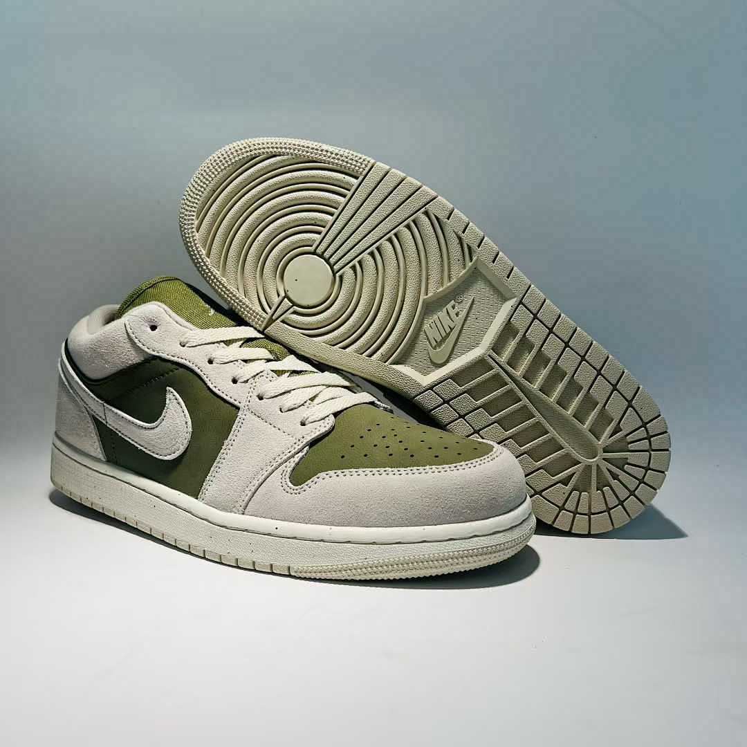 Nike Air Jordan 1 Low SE Light Olive Sail White Sneakers DN1635-001 Men's Women's Lifestyle Shoes