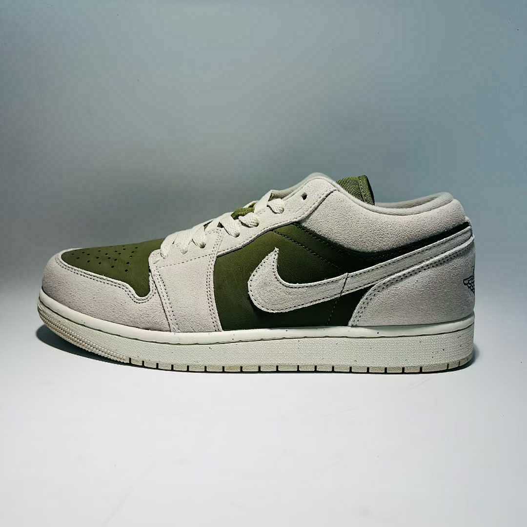 Nike Air Jordan 1 Low SE Light Olive Sail White Sneakers DN1635-001 Men's Women's Lifestyle Shoes