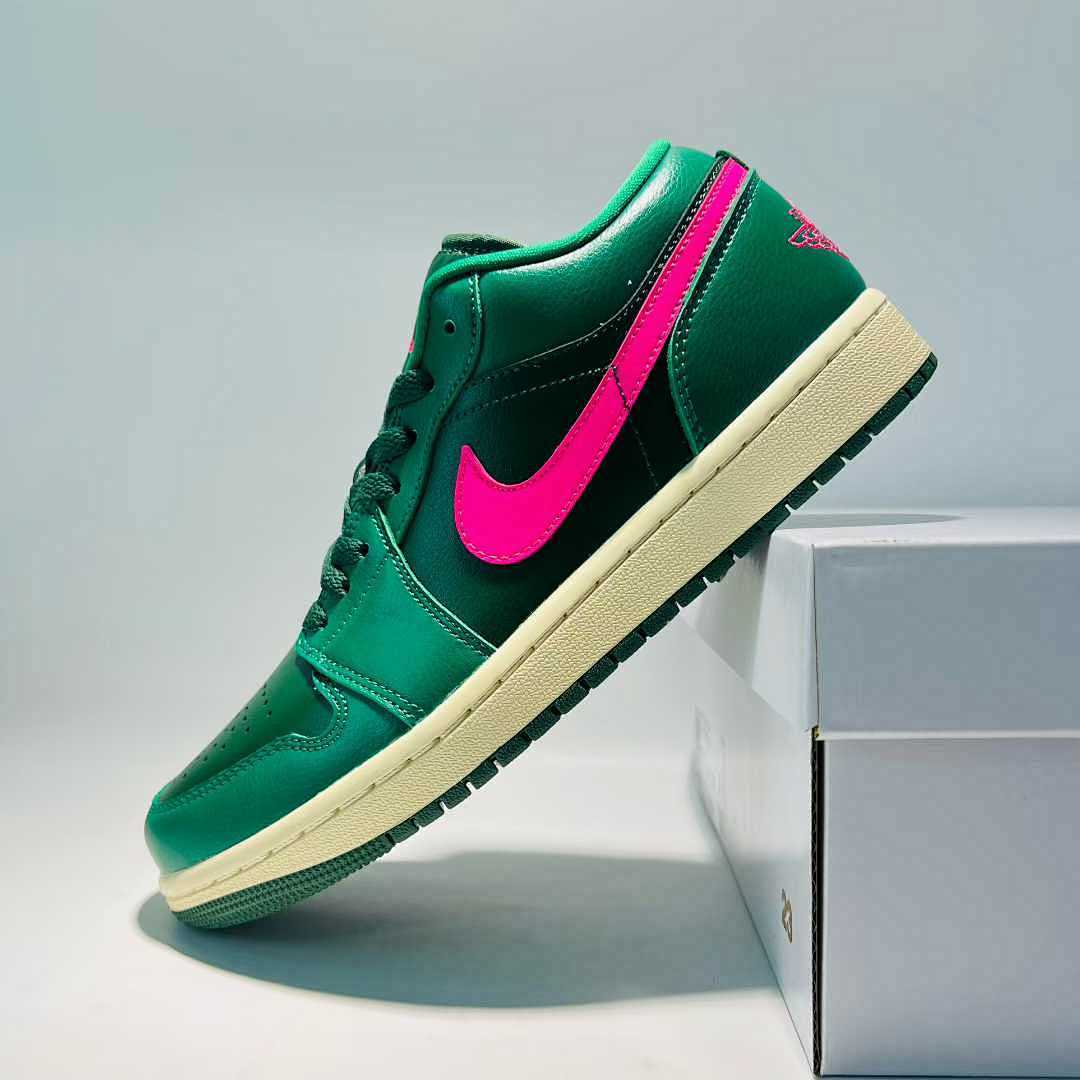 Air Jordan 1 Low SE Noble Green Dark Pink Sail Sneakers FJ3465-300 Men's Women's Shoes