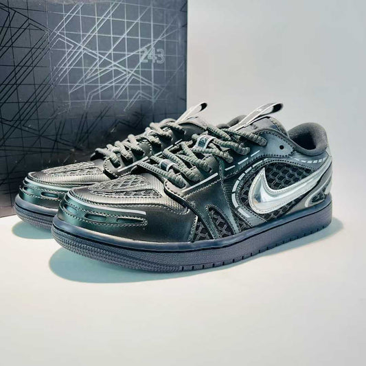 Nike Air Jordan 1 Low SE Craft Black Dark Grey Anthracite Metallic Silver Sneakers FD8790-001 Men's Women's