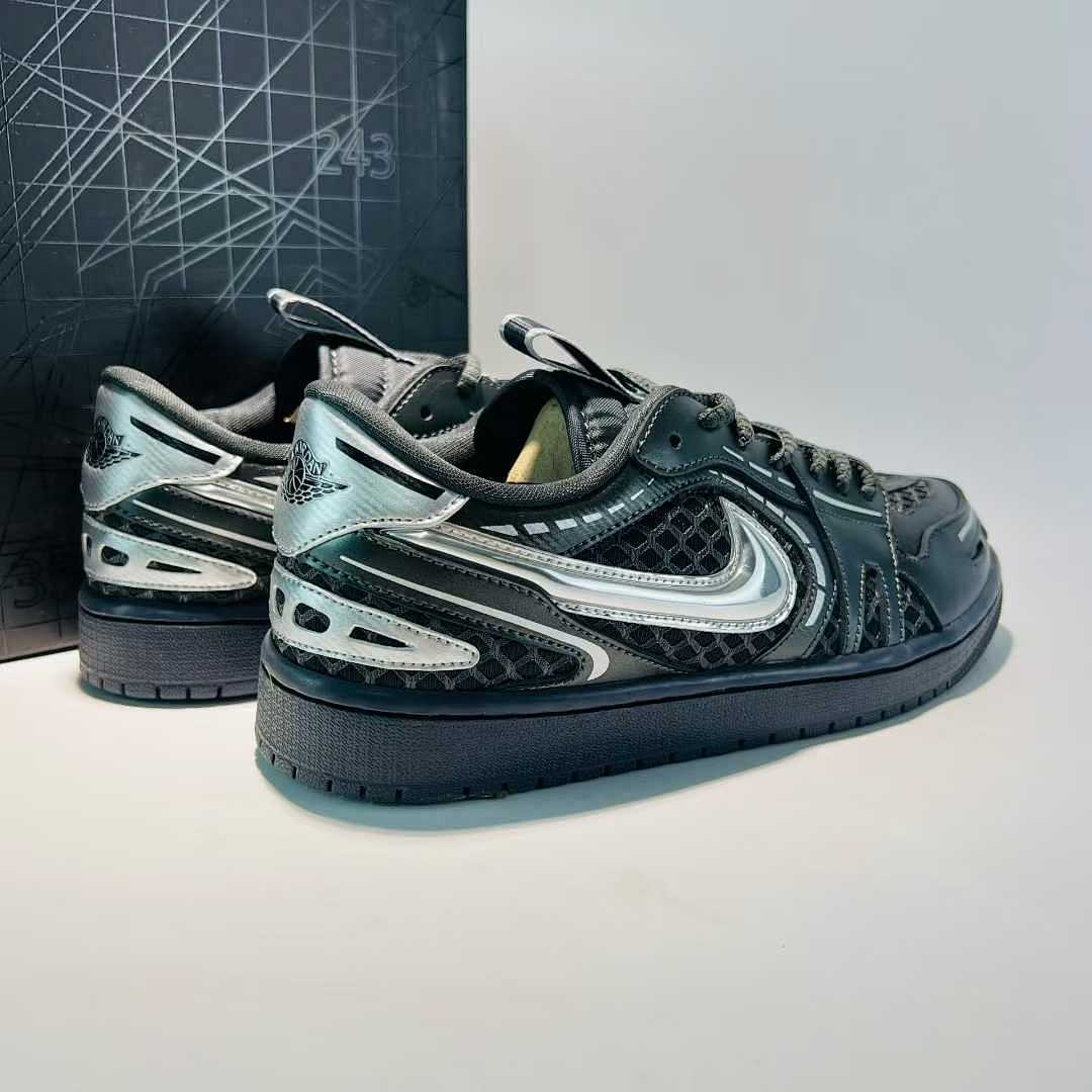 Nike Air Jordan 1 Low SE Craft Black Dark Grey Anthracite Metallic Silver Sneakers FD8790-001 Men's Women's