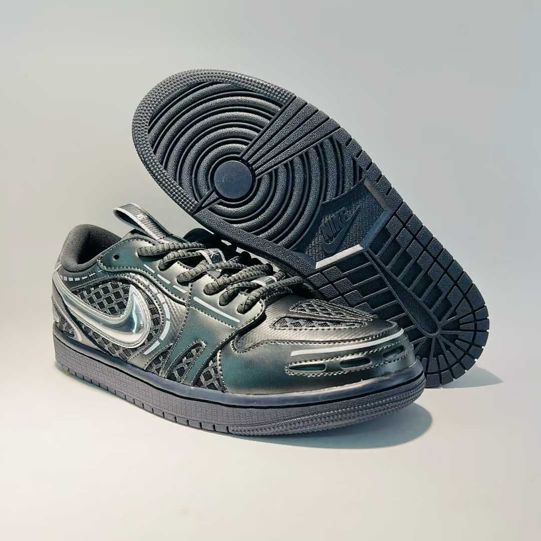 Nike Air Jordan 1 Low SE Craft Black Dark Grey Anthracite Metallic Silver Sneakers FD8790-001 Men's Women's