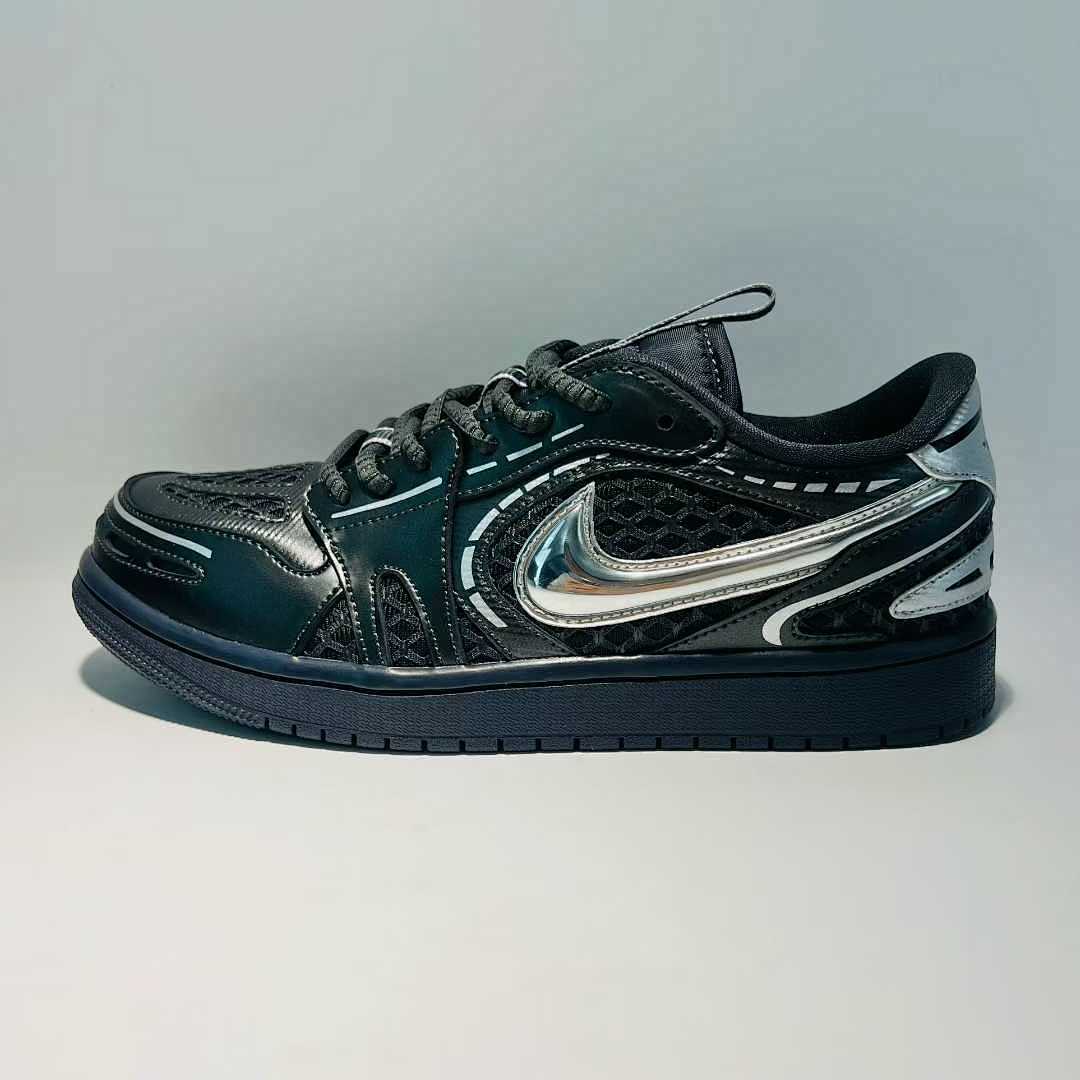 Nike Air Jordan 1 Low SE Craft Black Dark Grey Anthracite Metallic Silver Sneakers FD8790-001 Men's Women's