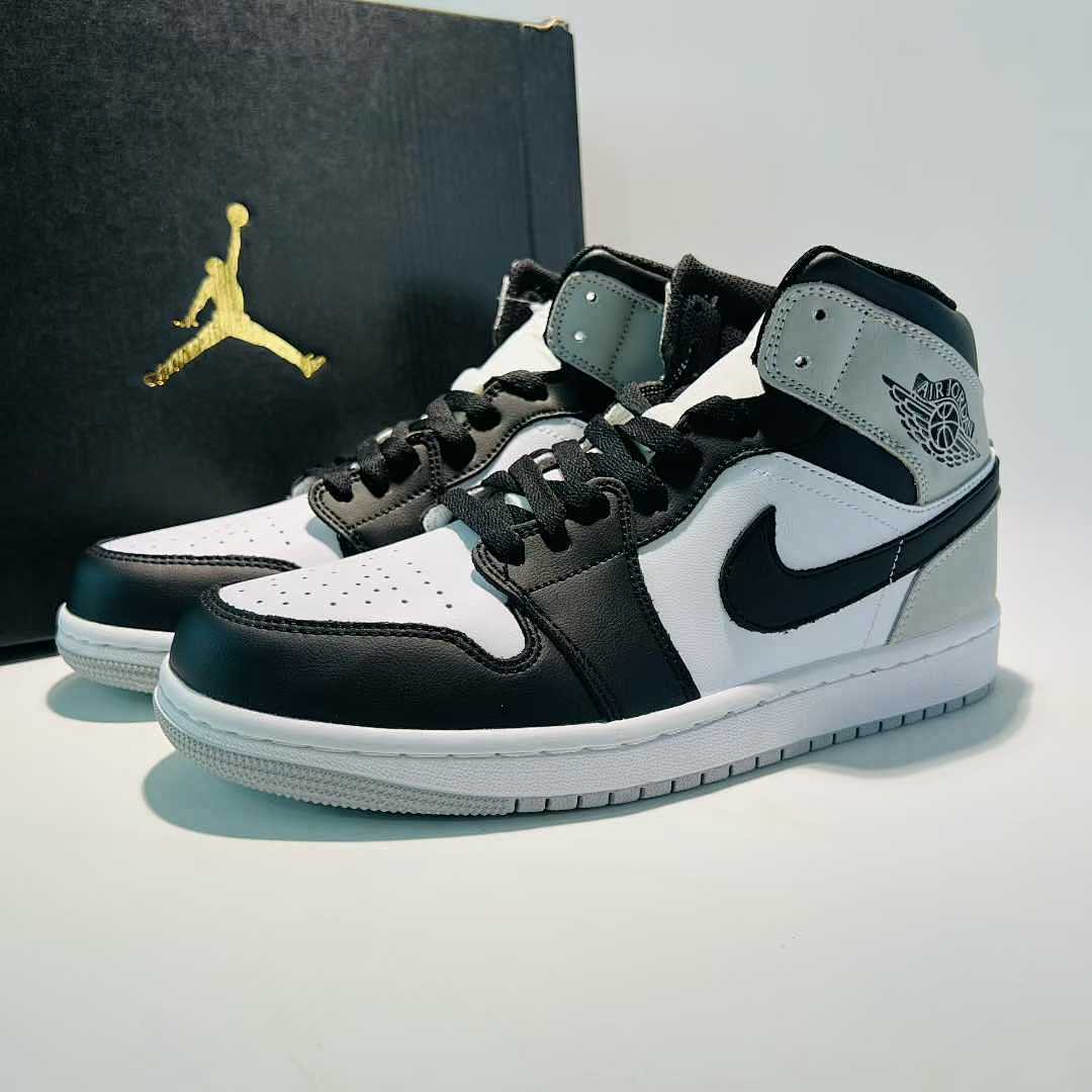 Nike Air Jordan 1 Mid Light Smoke Grey Black White (554724-078) Men's Women's Casual Athletic Sneakers Shoes