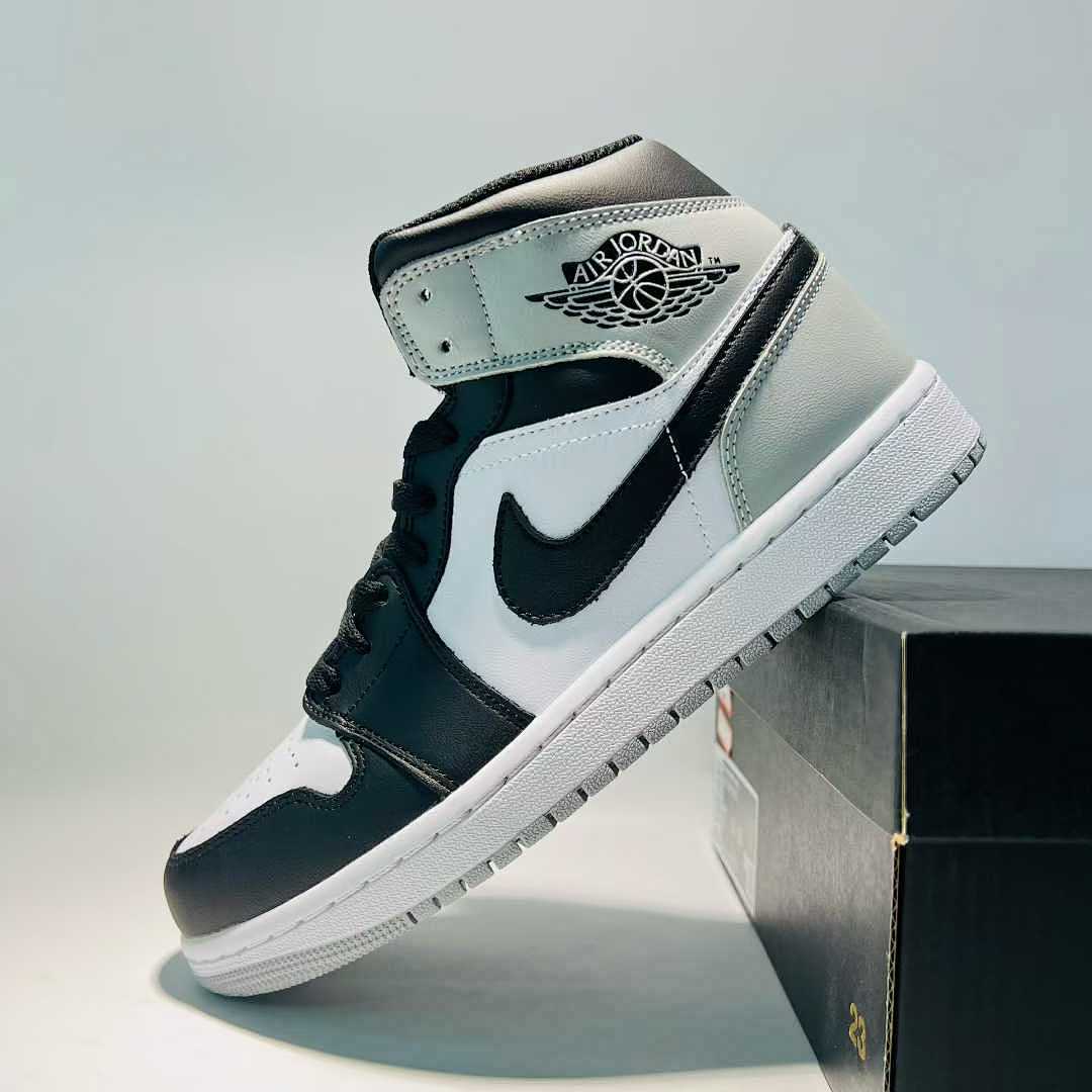 Nike Air Jordan 1 Mid Light Smoke Grey Black White (554724-078) Men's Women's Casual Athletic Sneakers Shoes