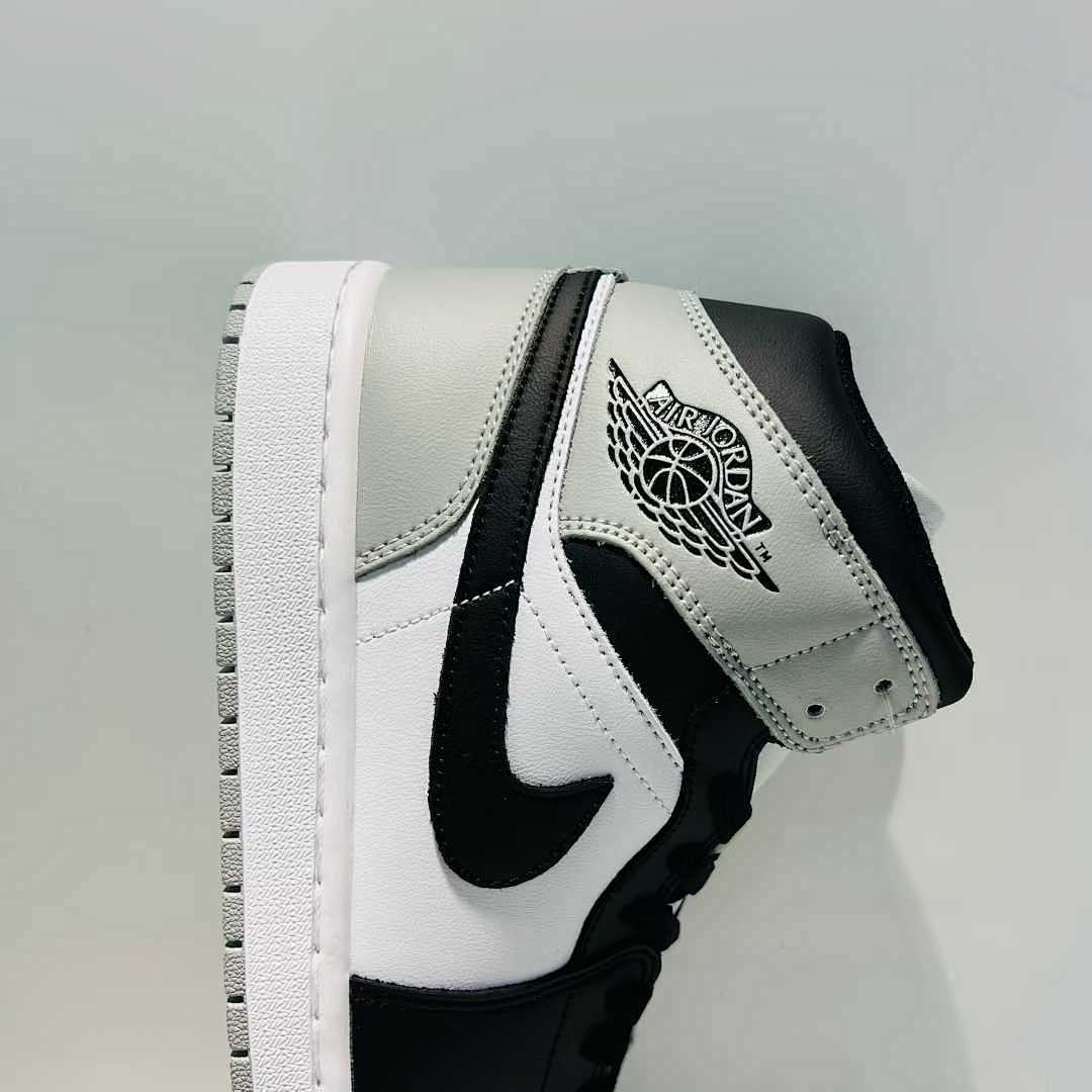 Nike Air Jordan 1 Mid Light Smoke Grey Black White (554724-078) Men's Women's Casual Athletic Sneakers Shoes