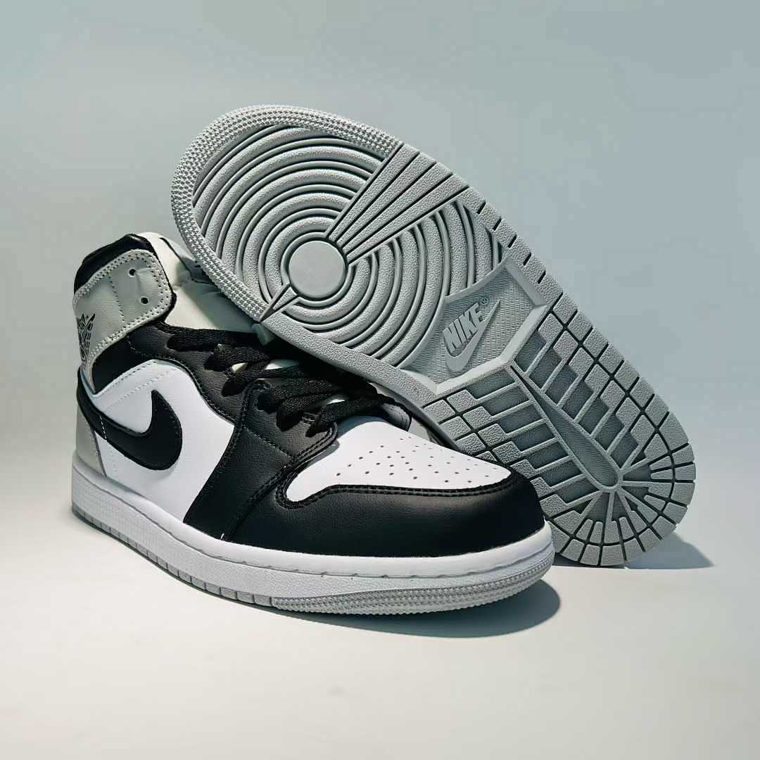 Nike Air Jordan 1 Mid Light Smoke Grey Black White (554724-078) Men's Women's Casual Athletic Sneakers Shoes