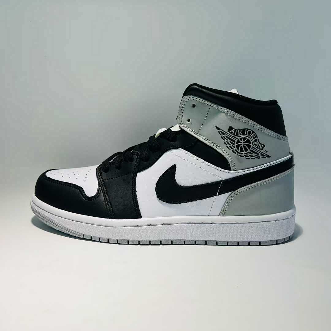 Nike Air Jordan 1 Mid Light Smoke Grey Black White (554724-078) Men's Women's Casual Athletic Sneakers Shoes