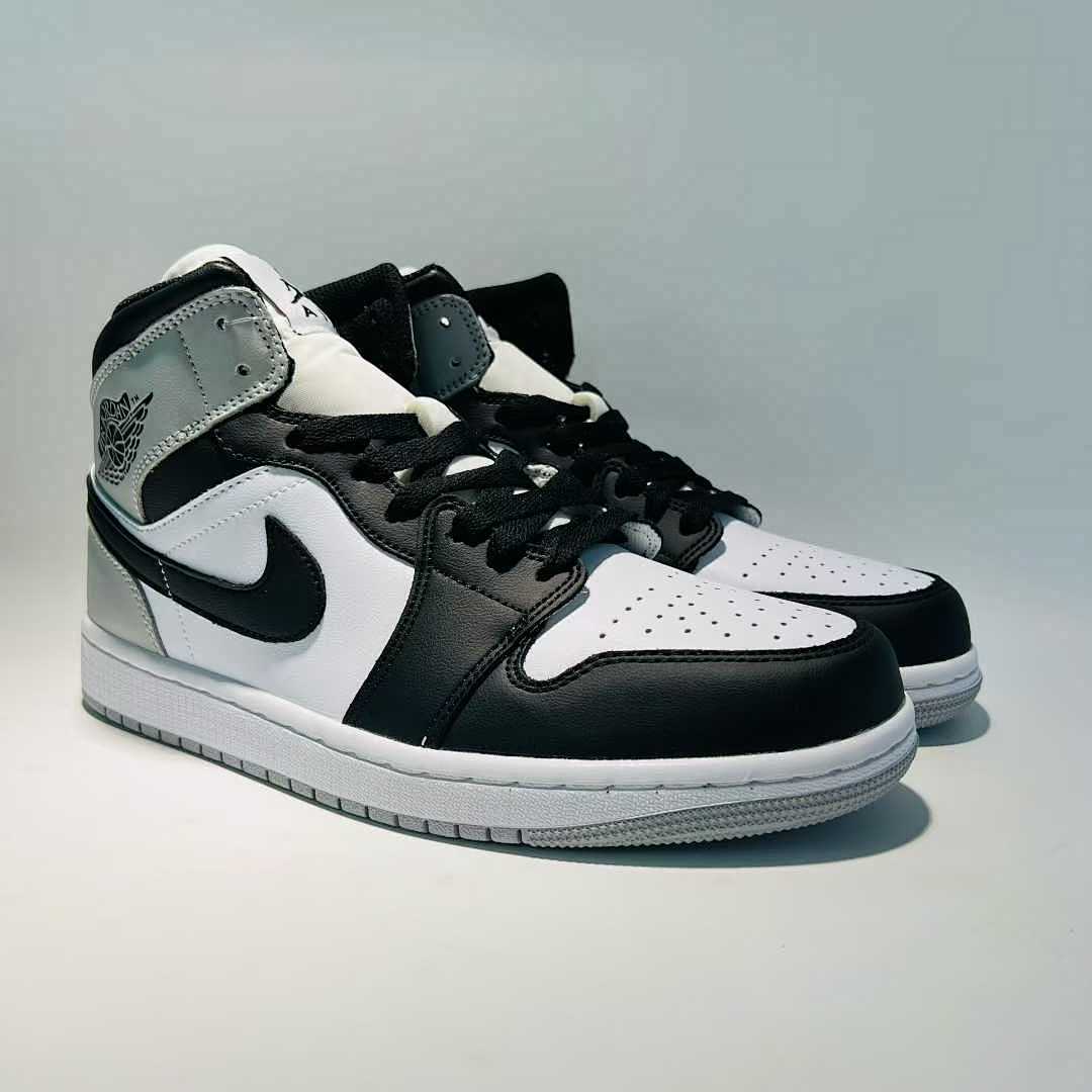 Nike Air Jordan 1 Mid Light Smoke Grey Black White (554724-078) Men's Women's Casual Athletic Sneakers Shoes