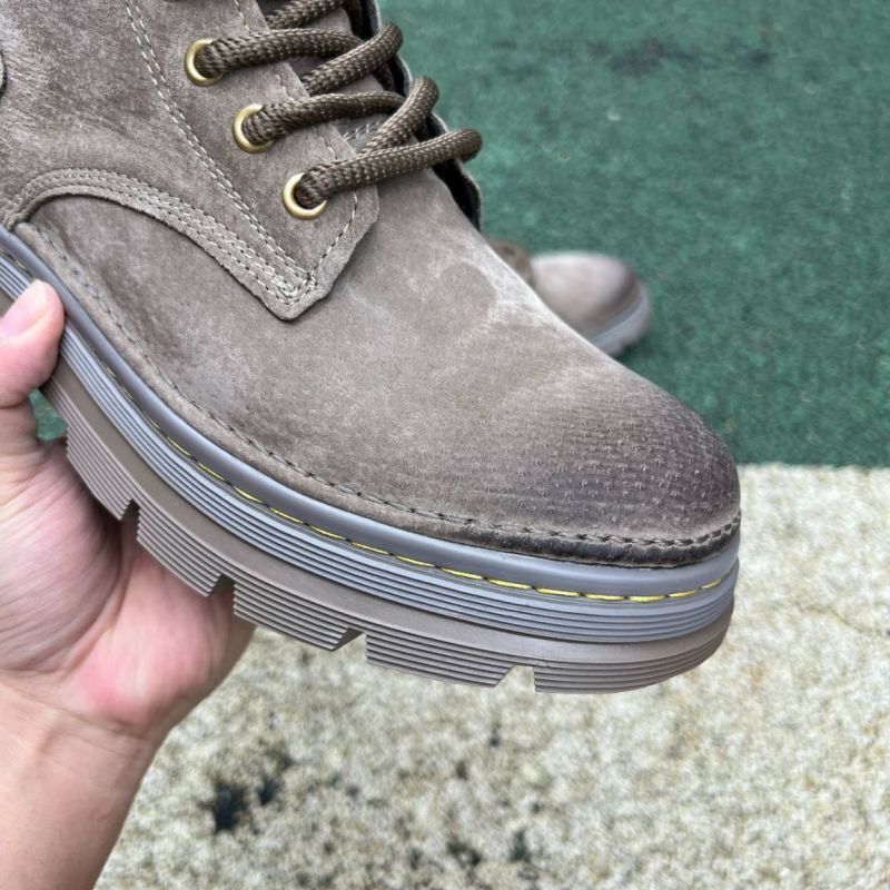 Timberland Men's Distressed Nubuck Taupe Lace-Up Ankle Boots Chunky Yellow Stitch Sole