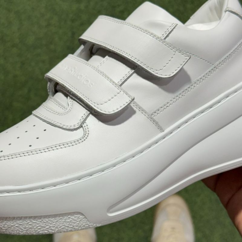 Alexander McQueen Women's White Leather Double Strap Oversized Sneakers