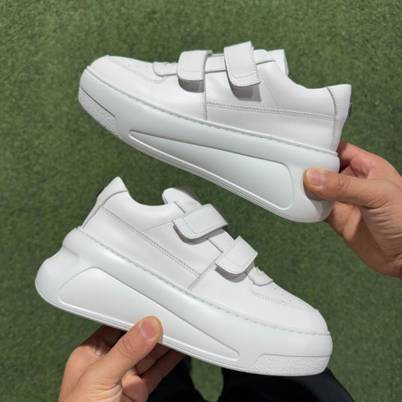 Alexander McQueen Women's White Leather Double Strap Oversized Sneakers