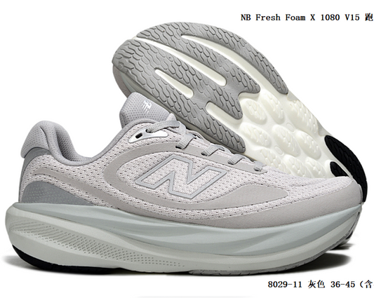 New Balance Fresh Foam X 1080 V15 Running Shoes Grey 8029-11 Men's Women's Cushioned Athletic Sneakers