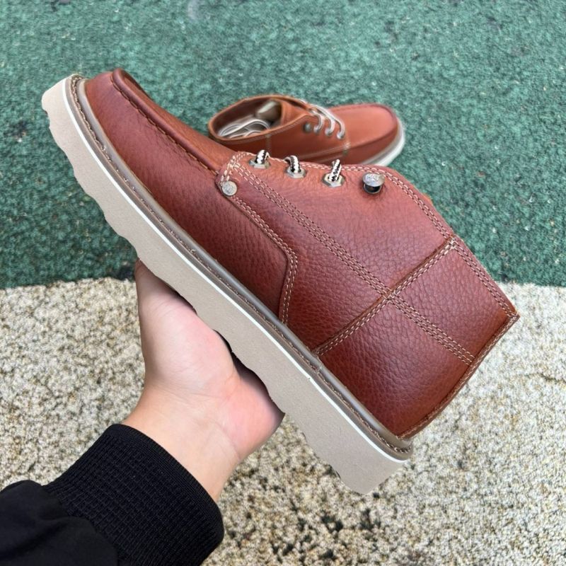 Caterpillar Men's Brown Leather Moc Toe Chukka Boots