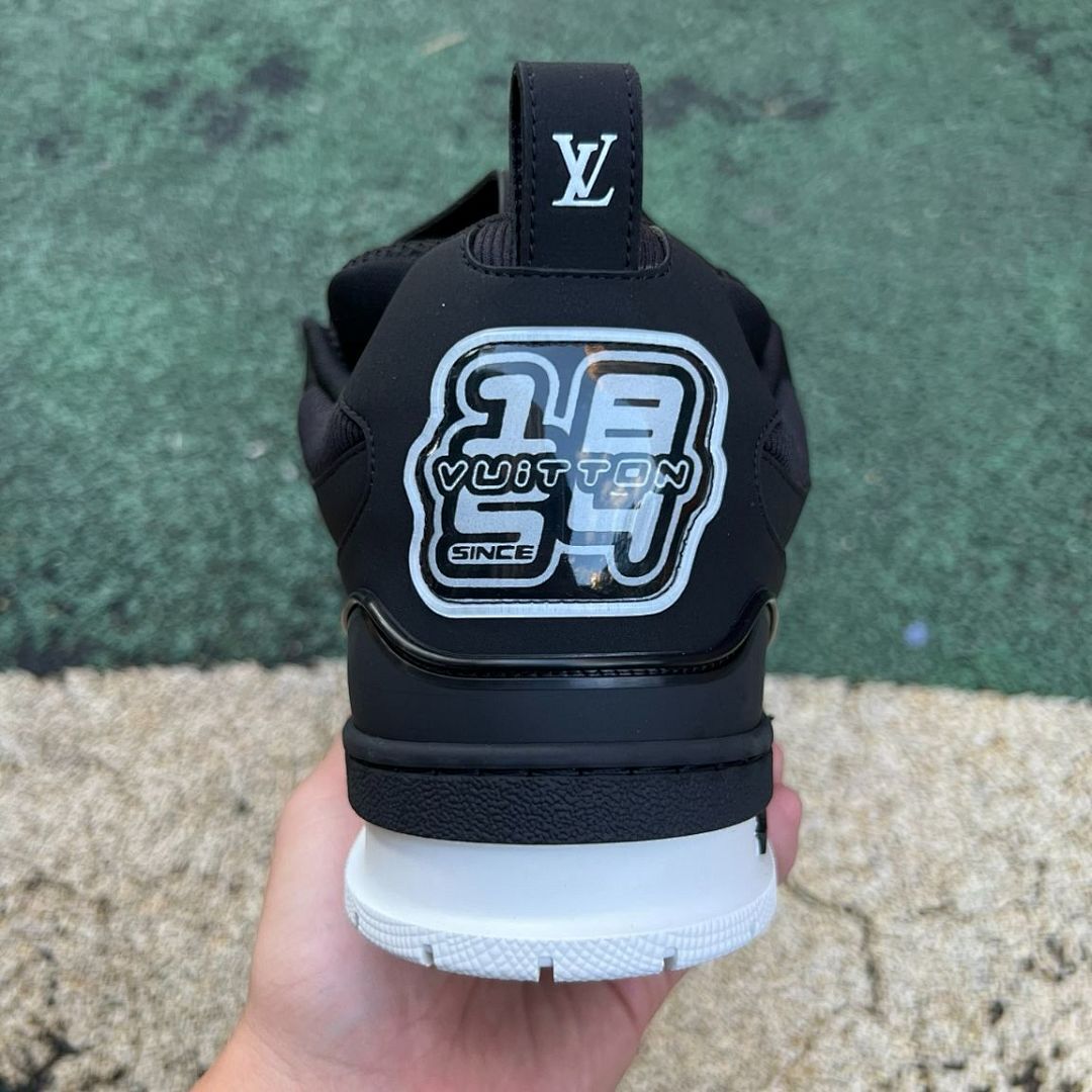 Louis Vuitton LV Trainer Black White Monogram Flower Mesh Leather Men's Sneaker