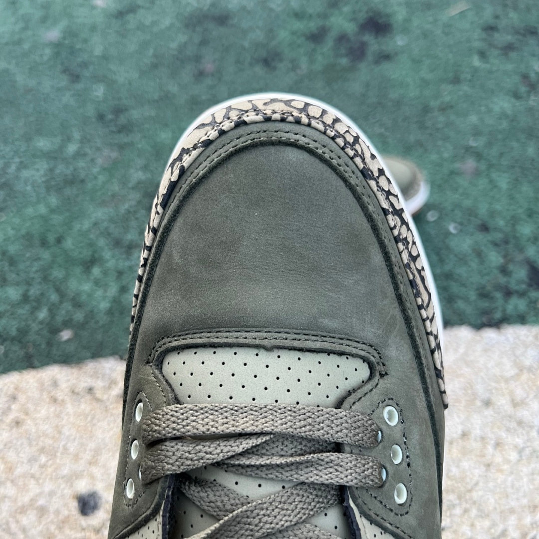 Air Jordan 3 Retro SP Dark Olive Green Elephant Print Men's Sneakers CT8532-200