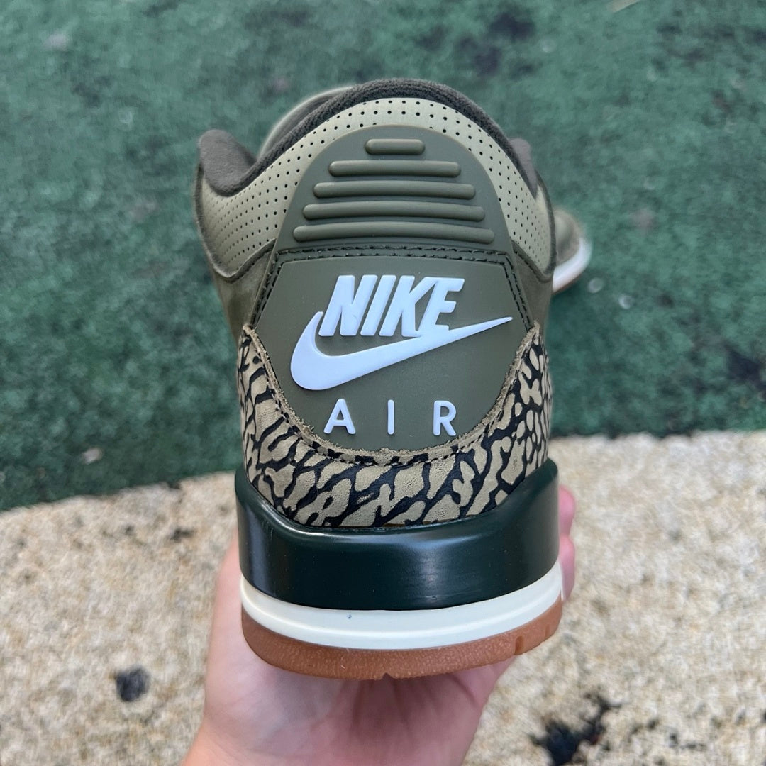 Air Jordan 3 Retro SP Dark Olive Green Elephant Print Men's Sneakers CT8532-200