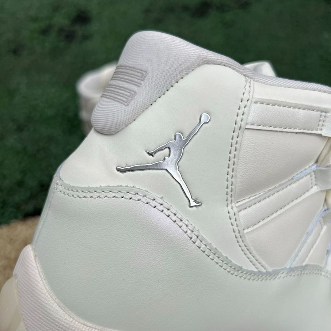 Air Jordan 11 Retro Premium Heiress Frost White Women's Sneakers 852625-100 - White/Metallic Silver/Sail Cream Shoes