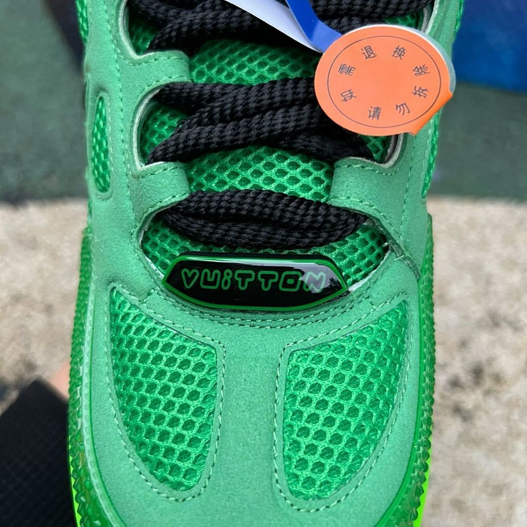 Louis Vuitton LV Trainer Sneaker Fluorescent Green Strass Rhinestone 1A9N7I Men's Luxury Shoe