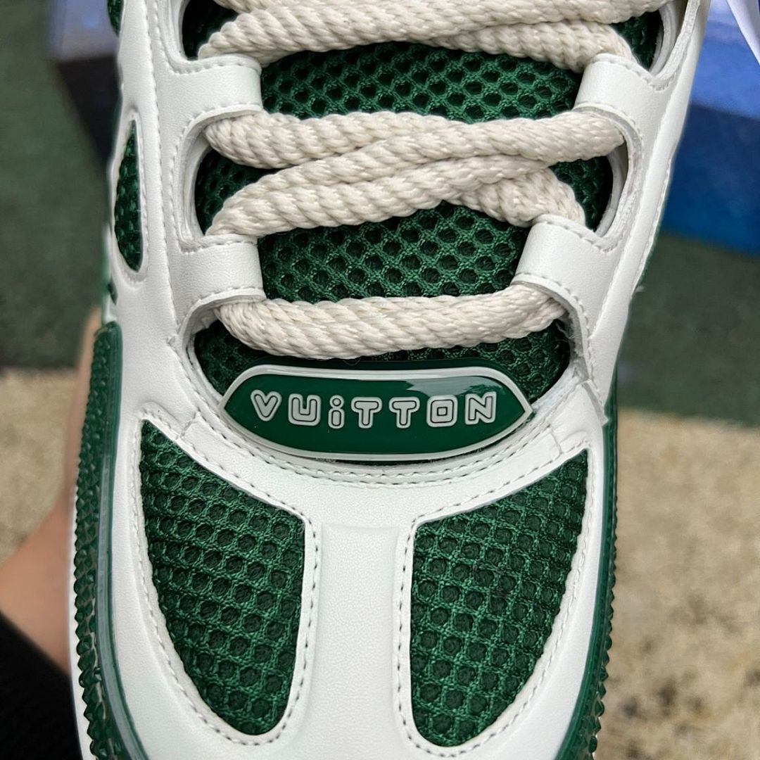 Louis Vuitton LV Trainer Sneaker Green White 1A9Z1C Luxury Designer Mesh Calf Leather Low Top Men's Women's Streetwear Trainers Shoes