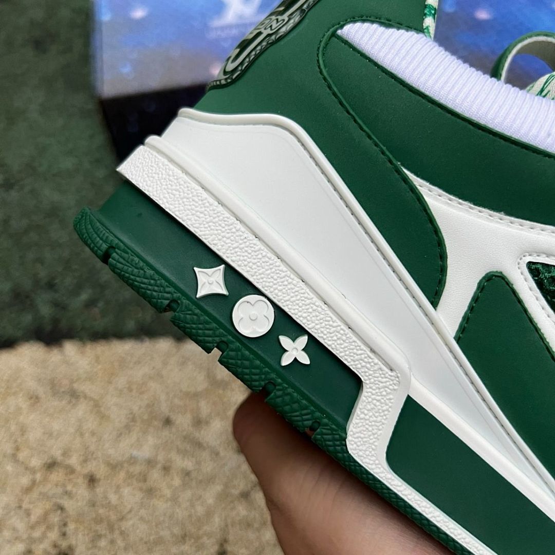 Louis Vuitton LV Trainer Sneaker Green White 1A9Z1C Luxury Designer Mesh Calf Leather Low Top Men's Women's Streetwear Trainers Shoes