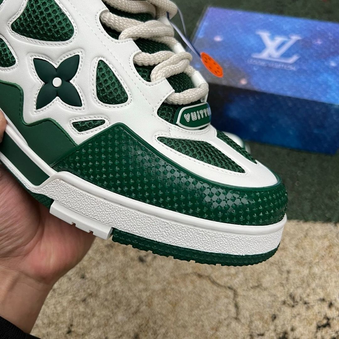 Louis Vuitton LV Trainer Sneaker Green White 1A9Z1C Luxury Designer Mesh Calf Leather Low Top Men's Women's Streetwear Trainers Shoes