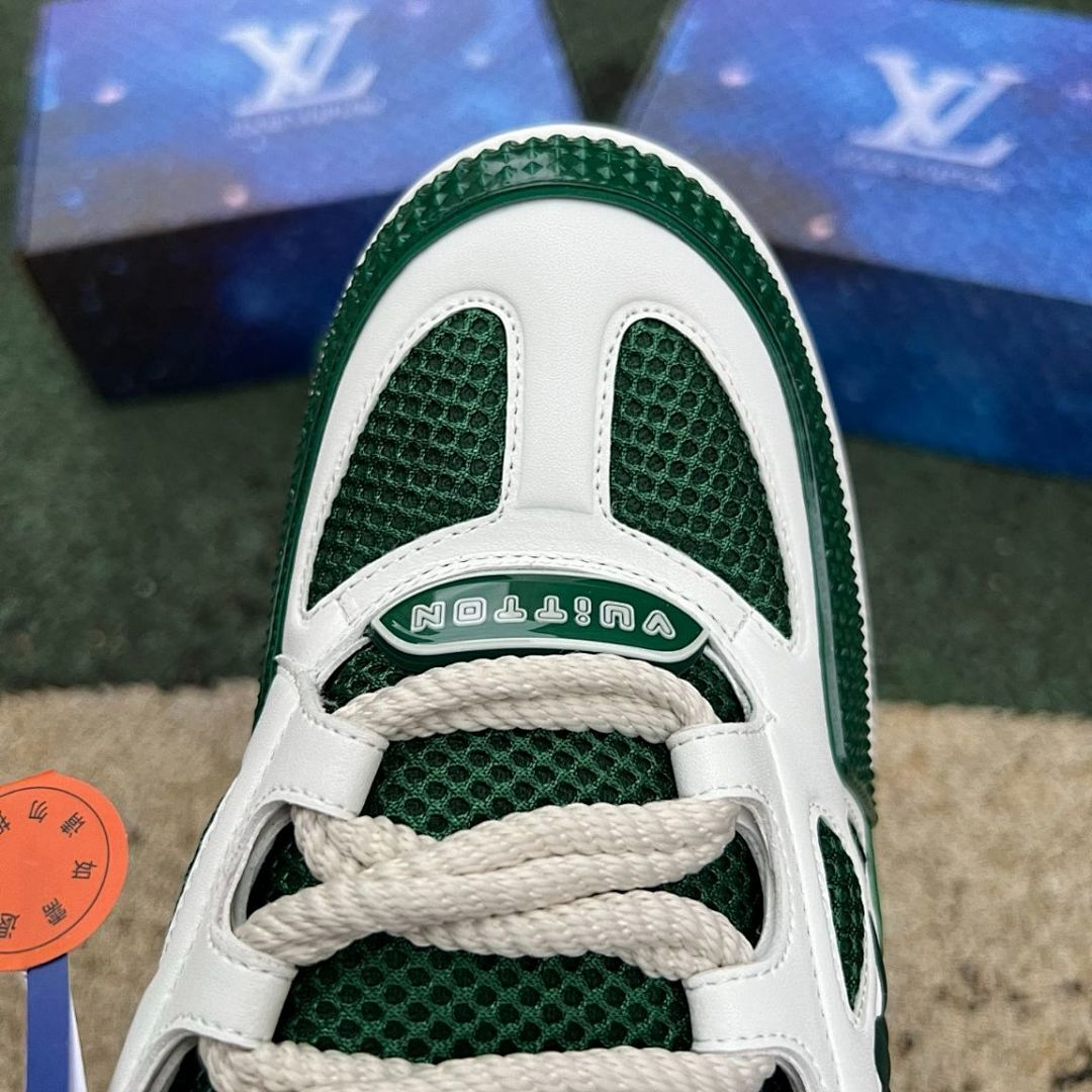 Louis Vuitton LV Trainer Sneaker Green White 1A9Z1C Luxury Designer Mesh Calf Leather Low Top Men's Women's Streetwear Trainers Shoes