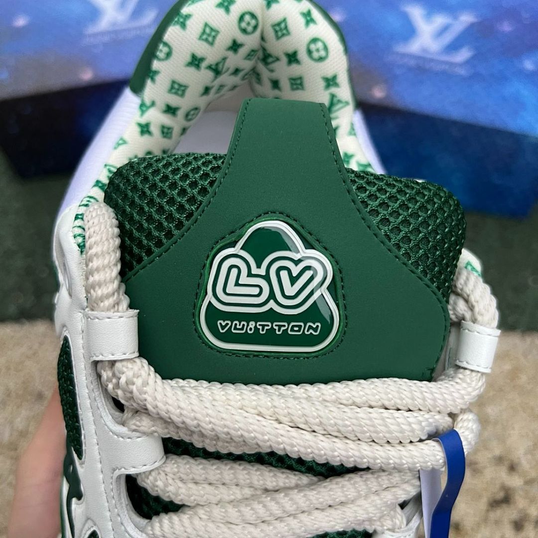 Louis Vuitton LV Trainer Sneaker Green White 1A9Z1C Luxury Designer Mesh Calf Leather Low Top Men's Women's Streetwear Trainers Shoes